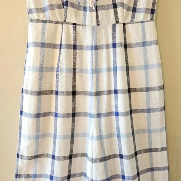 Red Carter Lola Plaid Gingham Linen Cotton Blend Jumpsuit Blue White Size Small. - Picture 10 of 16